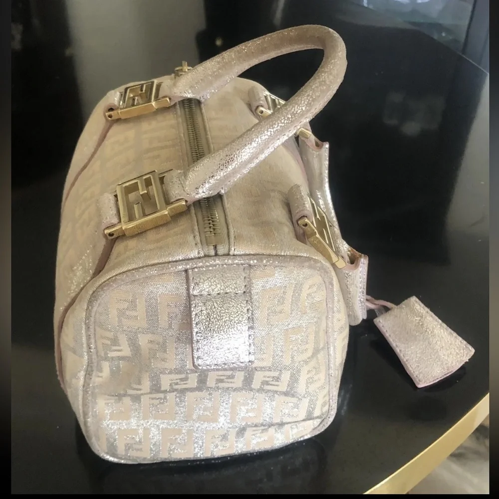 Rare Vintage Fendi Mini Metallic Zucchino Bauletto Bag - Picture 10 of 13